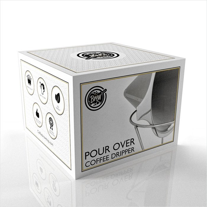 Pour Over Coffee Filter - BREW Permanent Reusable Stainless Steel 18/8 (304) double mesh Cone Coffee Dripper -... N2