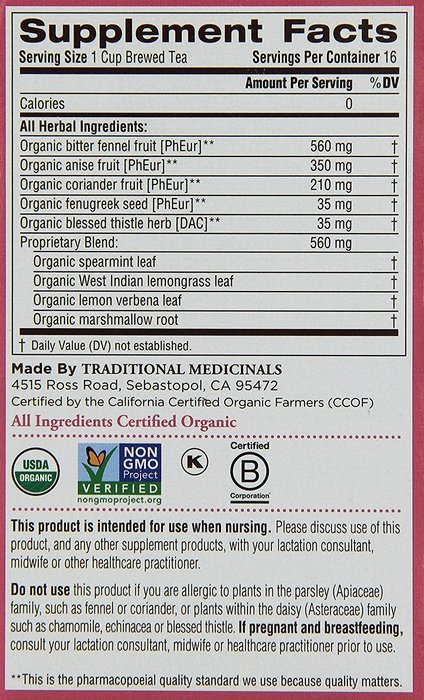 Traditional Medicinals Teas Organic Mother's Milk Tea Bags, 16 count - 3 Pack N17