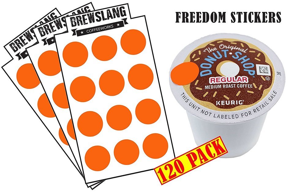 K-cup 2.0 Freedom Stickers for Keurig 2.0 K400, K450 and K460 Single Brewers - 120 Pack by Brewslang (120count)