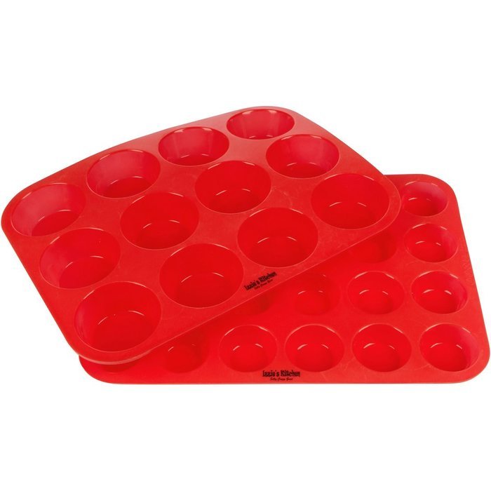 Silicone Cupcake Pans [TWO PACK], One 12 cup reg size & one 24 cup mini size Silicone Muffin baking pans / MULTI-PACK... N2