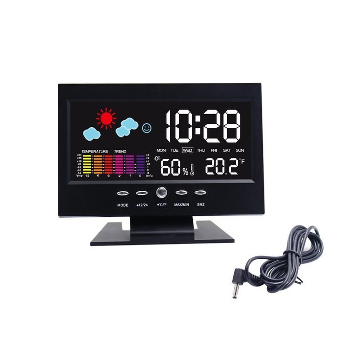 Hippih Digital Alarm Clock with Soft LED Nightlight,Snoozer, Sleep Time,Indoor Time/Temperature/Humidity /Day/... N8