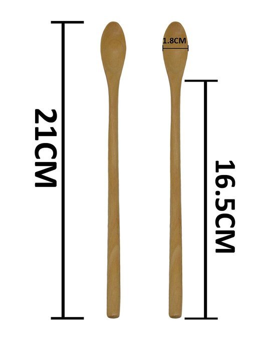 8-1/3 Inch High-grade Long Handle Nanmu Wooden Tea Coffee Mixing Measuring Spoon, Set of 2 (4) N3