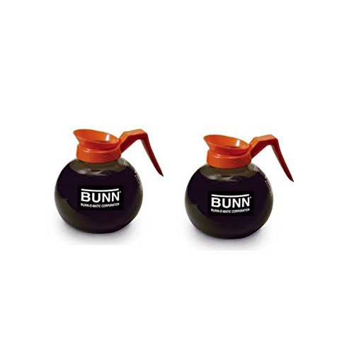 BUNN Glass Coffee Pot Decanter / Carafe - Set of 2 - Orange - Decaf - 12 Cup Capacity