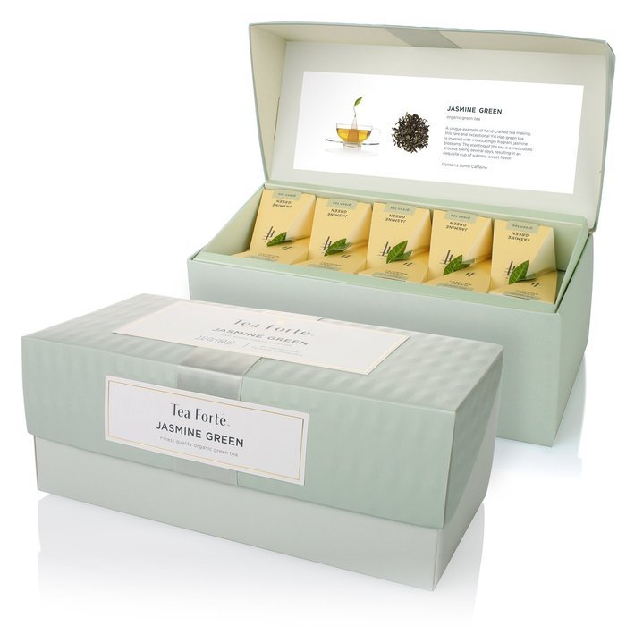 Tea Fort&eacute; Presentation Box with 20 Handcrafted Pyramid Tea Infusers - Jasmine Green Tea