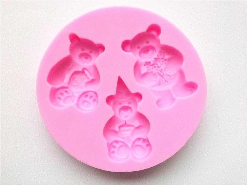 Wocuz W0090 3 Bears Pattern Silicone Candy Fondant Chocolate Accessory ...