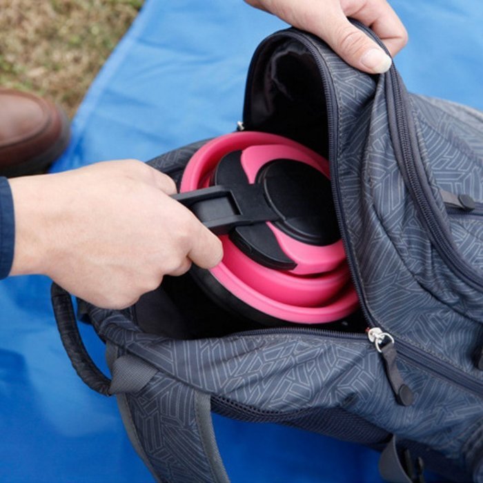 Kibeland Red Portable Foldable Silicone Tea Kettle Teapot Stainless Steel Base, Best for Home and Camping Outdoors... N8