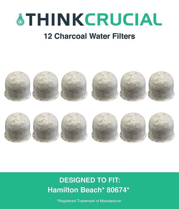 12 Hamilton Beach Charcoal Water Filters, Compare to Part # 80674, Designed & Engineered by Crucial Coffee