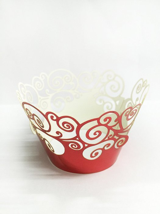 HUAL Cupcake Wrappers 50 Filigree Artistic Bake Cake Mirror Paper Cups Wave Lace Laser Cut Liner Baking Cup Muffin... N3