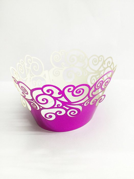 HUAL Cupcake Wrappers 50 Filigree Artistic Bake Cake Mirror Paper Cups Wave Lace Laser Cut Liner Baking Cup Muffin... N4