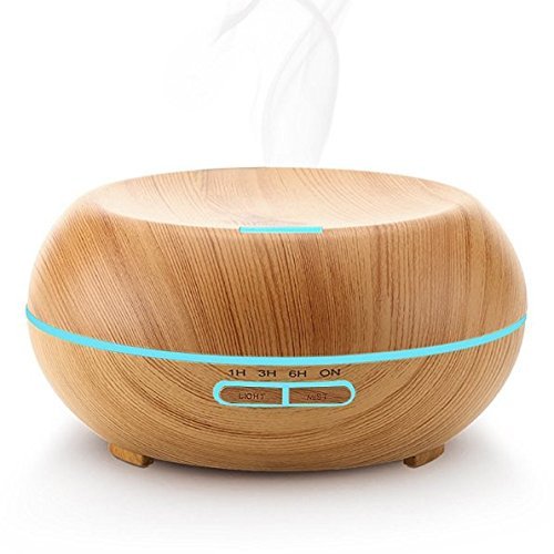 200ml Aromatherapy Essential Oil Diffuser with Color LED Lights - Wood Grain N3