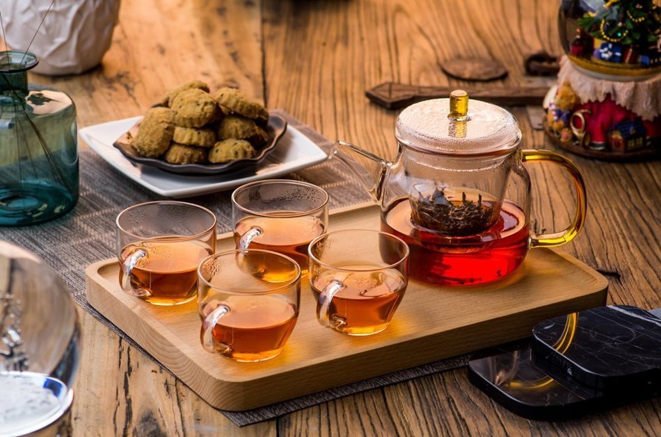 Ceramic Story Heat Resistant Borosilicate Glass Teakettles with 4 Teacups,Stovetop Safe (5, 450ml) N8
