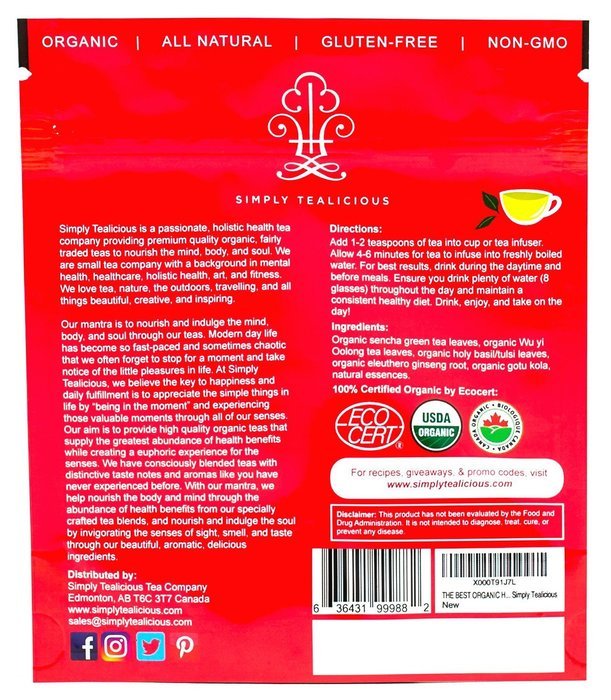 THE BEST ORGANIC HEALTHY WEIGHT LOSS TEA - Clean Energy + Appetite Suppressant + Craving Control + Boost Metabolism... N3