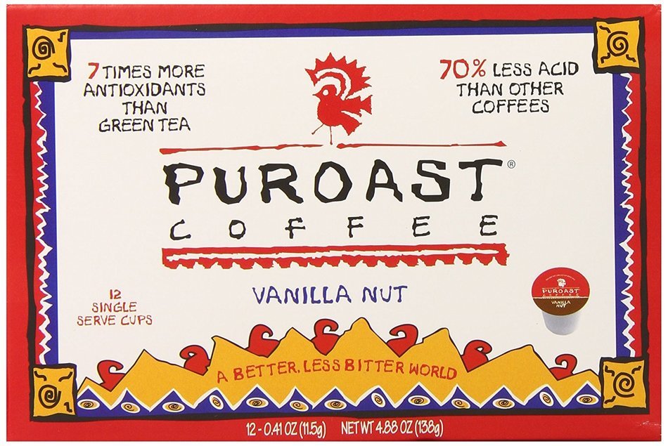 Puroast Low Acid Coffee Single Serve, 2.0 Keurig Compatible, Vanilla Nut, 12 Count N36