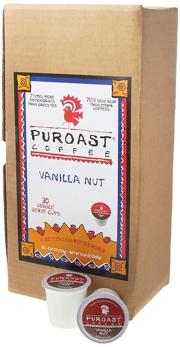 Puroast Low Acid Coffee Single Serve, 2.0 Keurig Compatible, Vanilla Nut, 12 Count N39