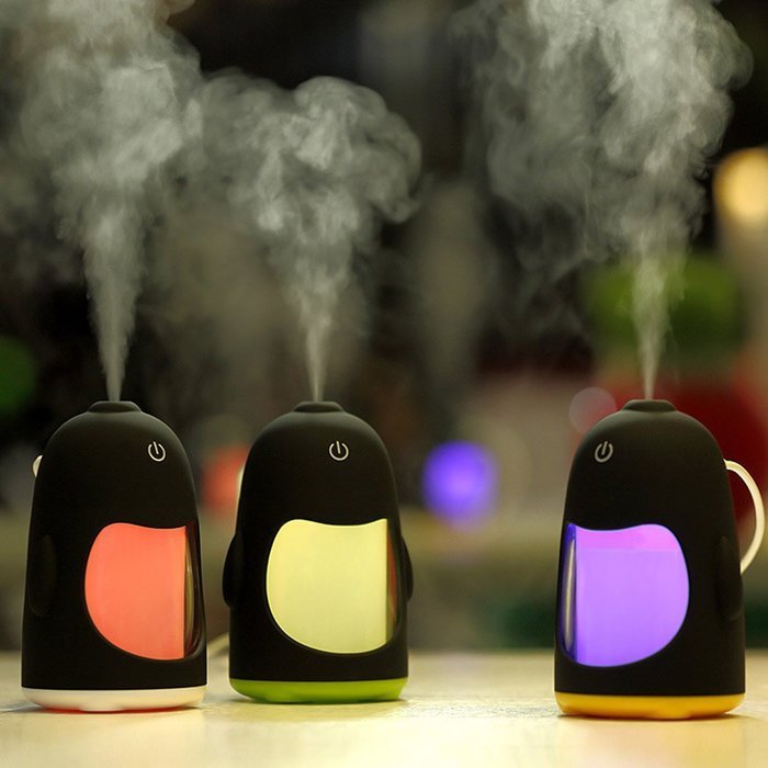 YCTA Portable Penguin Humidifier Mini Night Light USB Humidifier Air Purifier, White N2