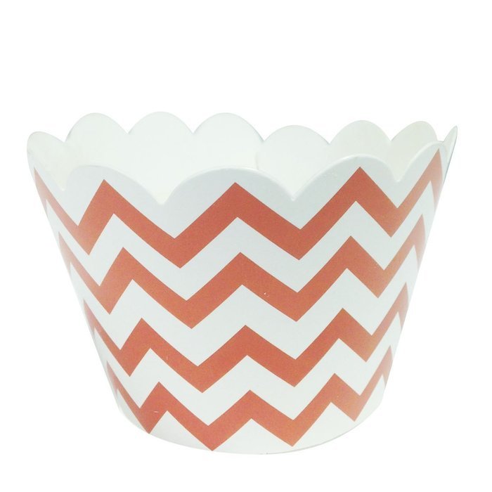 AllyDrew Standard Size Chevron Cupcake Wrappers (Set of 20), Orange