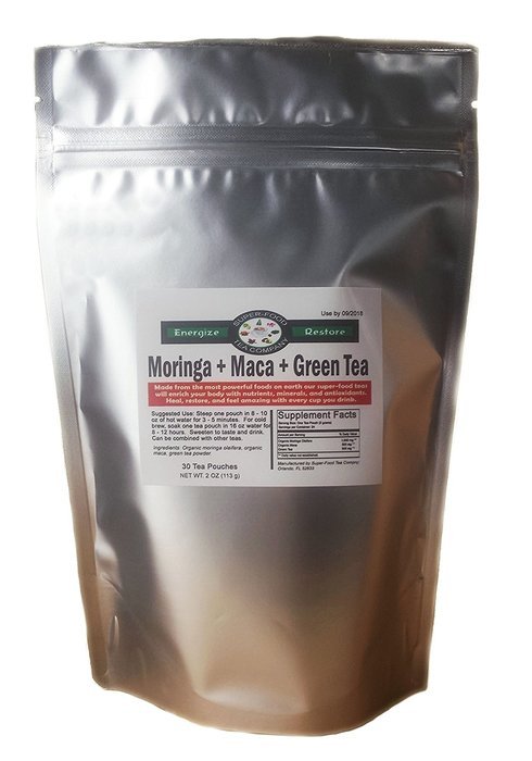 30 Moringa + Green Tea + Maca Root SuperFood Tea Bags | Original Blend &bull; Top Nutrition & Benefits