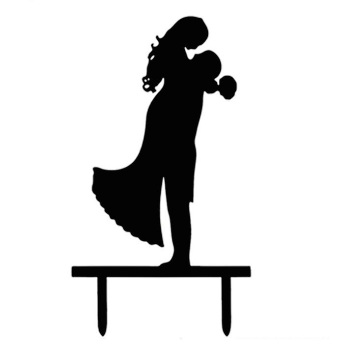 Ecape Acrylic Cake Topper of Engagement and Wedding with Groom Holding Bride Black Pack of 1 N5