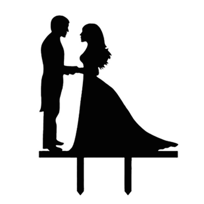 Ecape Acrylic Cake Topper of Engagement and Wedding with Groom Holding Bride Black Pack of 1 N6