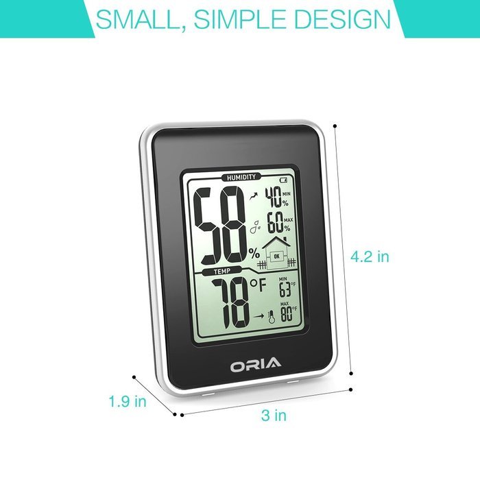 Oria Hygrometer Thermometer, Indoor Digital Weather Station, Hygrothermograph, Multifunctional Temperature and... N5