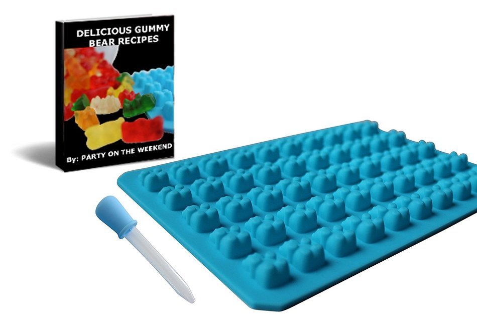 (2 Pack) 50 Cavity Silicone Gummy Bear & Chocolate Mold with BONUS SYRINGE! Best Gummy Bear Candy Mold, Healthy...