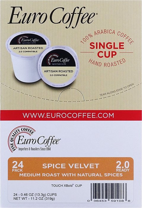 Euro Coffee Sumatra Mandehling, 24 Count Single-Serve K-Cup Keurig Compatible. Award Winning Artisan Coffee Roaster N8
