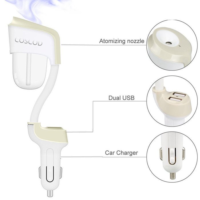 Car Diffuser Essential Oil, COSCOD Perfume Air Purifier Aromatherapy Humidifier Water Sprayer Ultrasonic Wave... N20