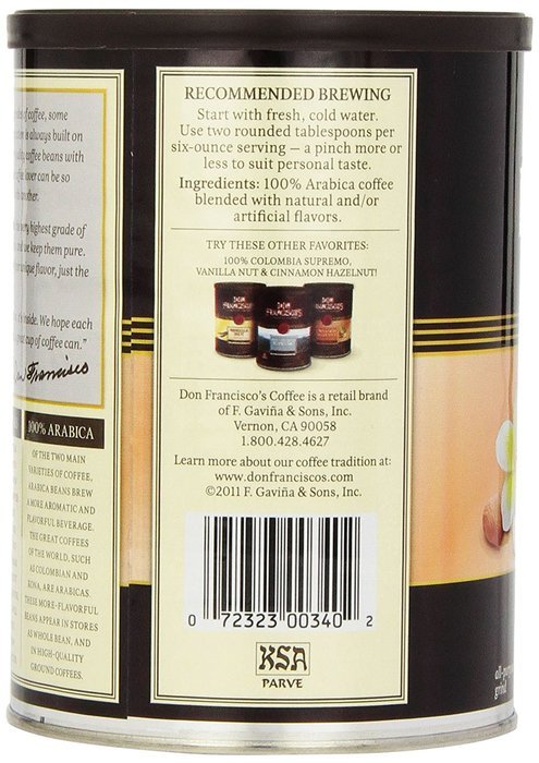 Don Francisco Hawaiian Hazelnut Coffee, 12 oz N3