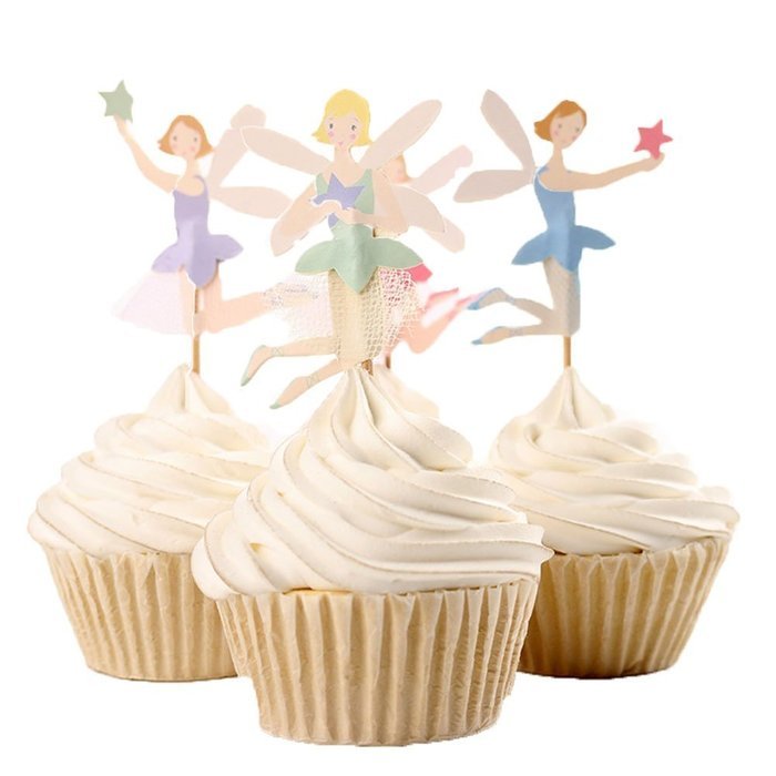 BETOP&reg; Set of 24 Pieces Cute Ballet Dancer Girls Fairy Peri Dessert Muffin Cupcake Toppers for Picnic Wedding... N3