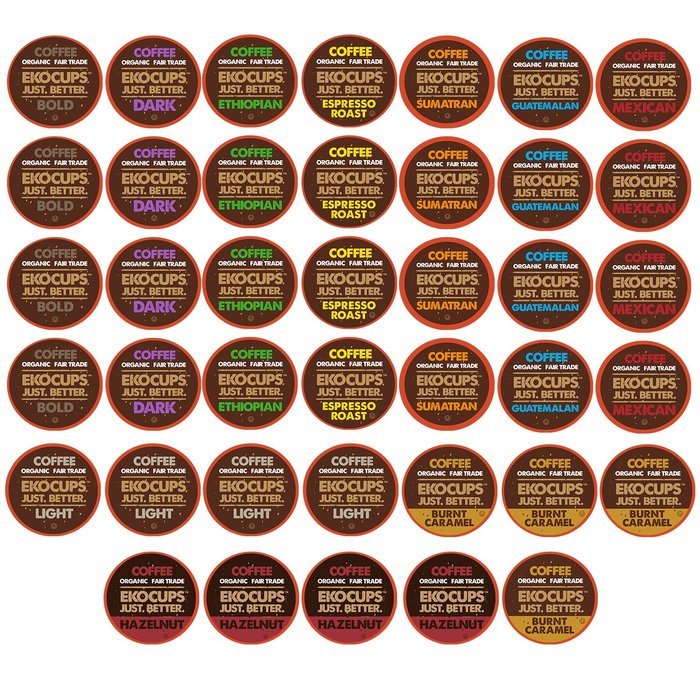 40-count EKOCUPS Organic & Fair Trade Gourmet Coffee Single Serve Cups for Keurig K Cup Brewer Variety Pack Sampler