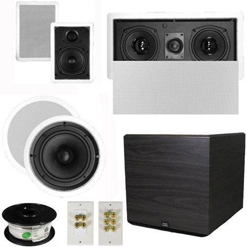 Theater Solutions 5.1 Home Theater 4 Speaker Set with Center, 15" Powered Sub and More TS5W6CL51SET8