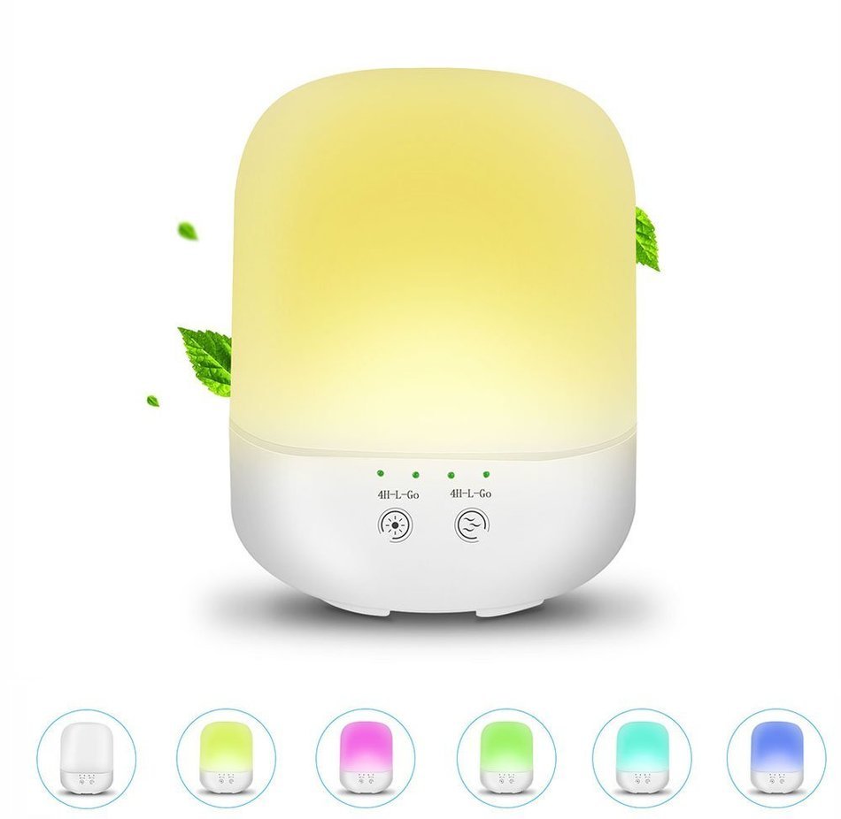 Intsun 300mL Portable Ultrasonic Cool Mist Aroma Humidifier with 7 Changing Colored LED Lights,Waterless Auto... N2