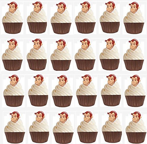 24 Curious George Cupcake Rings with 24 Brown Baking Cups