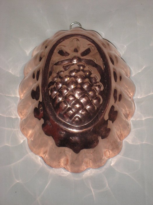 Vintage Revere Ware Coppertone Oval Pineapple Jell-o Pate Mold w/ Hanging Loop N2