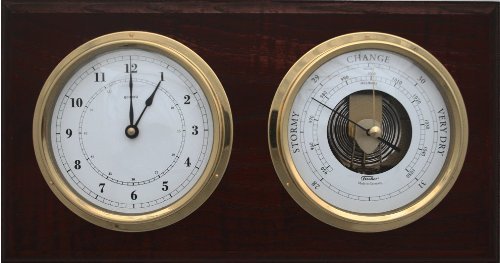 Fischer 1486-22 Marine Barometer with Quartz Clock
