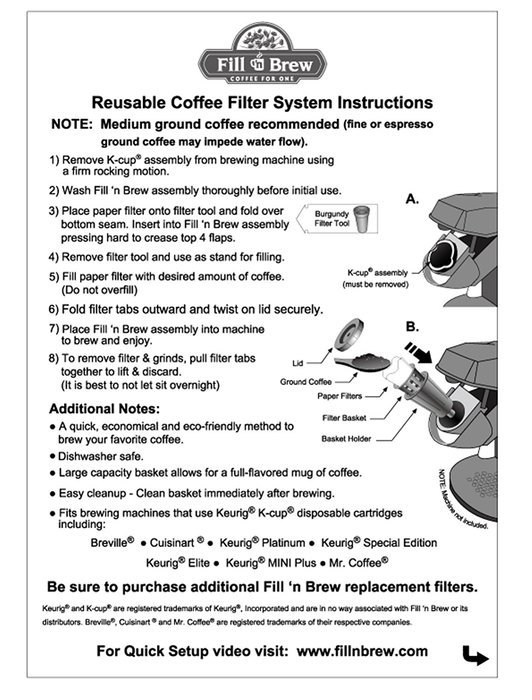 Economy Kitchen Accessory Fill N Brew K-Cup Filters 50 Count