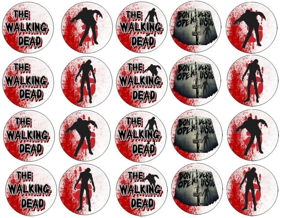 20 The Walking Dead Edible Image 2 inches Cookie or Cupcake Topppers (Prem Frosting)