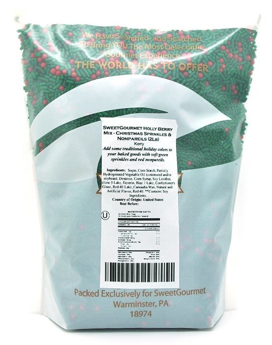 SweetGourmet Kerry's Holly Berry Mix - Christmas Sprinkles & Nonpareils (12oz)
