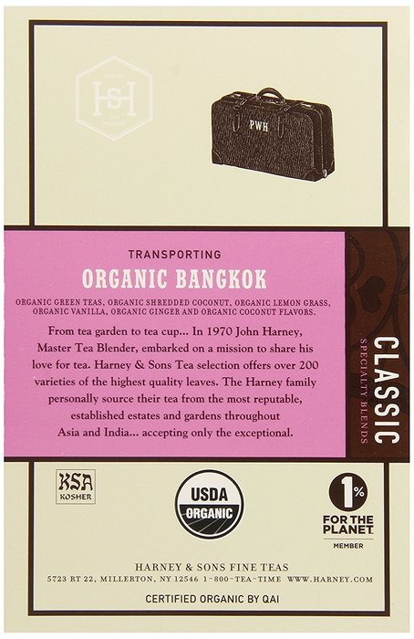 Harney & Sons Fine Teas Organic Bangkok - 20 Wrapped Sachets, 1.6 Ounce N4