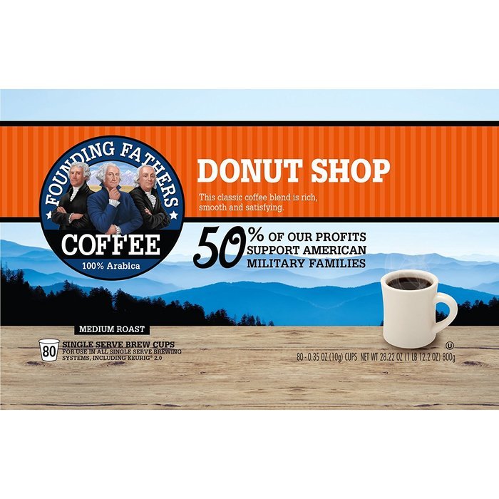 Founding Fathers Coffee, Donut Shop Single Serve K-Cup, 80 Count (Compatible with Keurig 2.0) N2