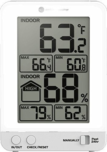 Ambient Weather WS-2063-W Indoor Temperature and Humidity Monitor with Backlight N6