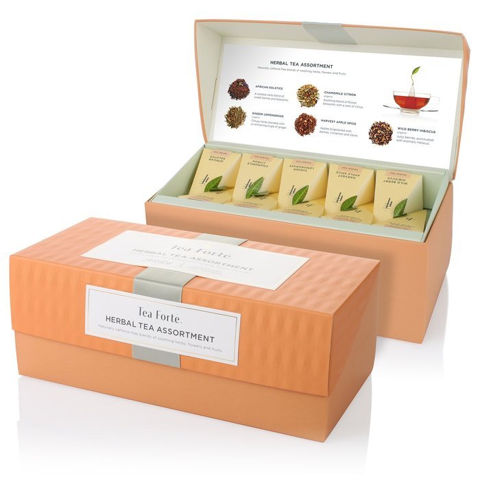 Tea Forte Presentation Box Sampler with 20 Handcrafted Pyramid Tea Infusers - Herbal Tea Assortment N4