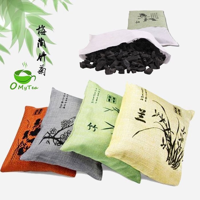 OMyTea&reg; 100% Organic Natural Air Purifying Bamboo Charcoal Deodorizer Bag - Most Effective Odor Remove - Portable... N10