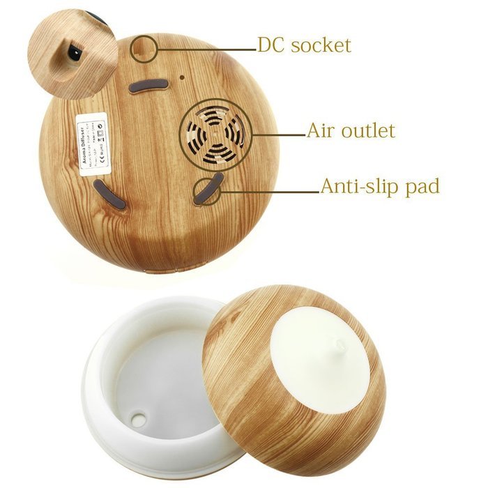 Yoosion Wood Grain Cool Mist Ultrasonic Humidifier Filter Free Silent 300ml Water Tank Moist Air Humidifier Filterless... N2