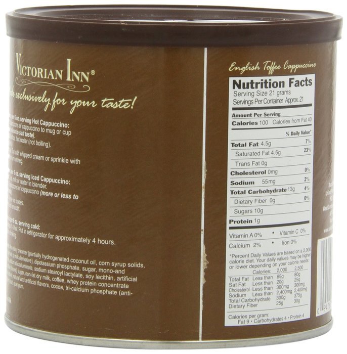 Victorian Inn Instant Cappuccino, English Toffee, 16-Ounce Canisters (Pack of 6) N4