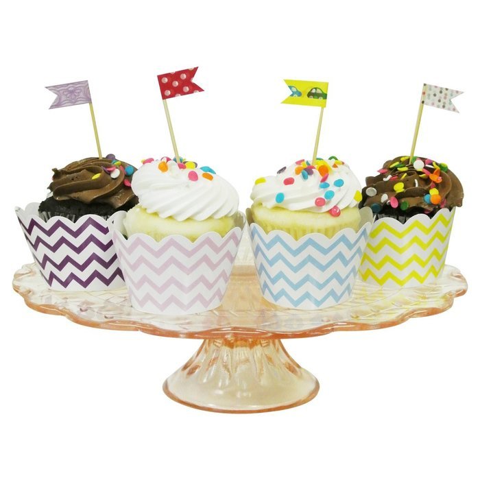 AllyDrew Standard Size Chevron Cupcake Wrappers (Set of 20), Orange N4