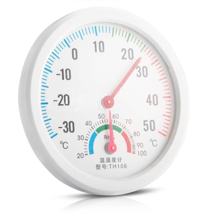 Generic Thermometer Hygrometer Needle Round Dial Tester Interior Exterior White N3