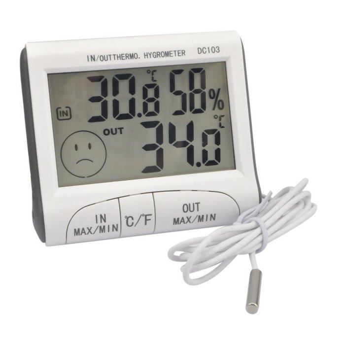iKKEGOL 2.9 inch LCD Digital Indoor Outdoor Hygrometer Temperature Humidity Meter with Probe 0.9 Meter Sensing... N5