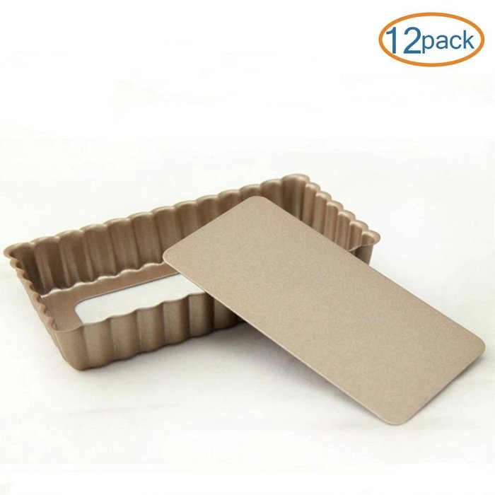 LOHOME Quiche Pan, Set of 12 PCS Bakeware Nonstick Tart/Quiche Pans Cupcakes Torte Souffle Cheesecake Egg Tart...