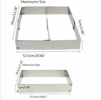 Stainless Steel Adjustable Rectangle Mousse Cake Ring 6-12 Inch